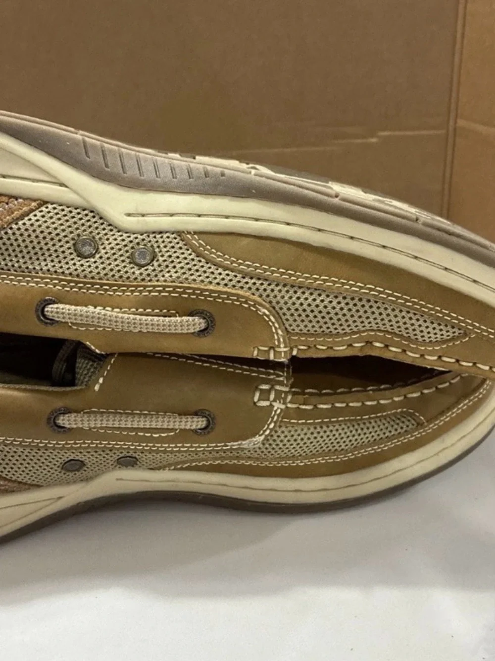 Margaritaville Anchor Lace Up Boat Shoes Brown Leather Textile Upper Men's Sz 12